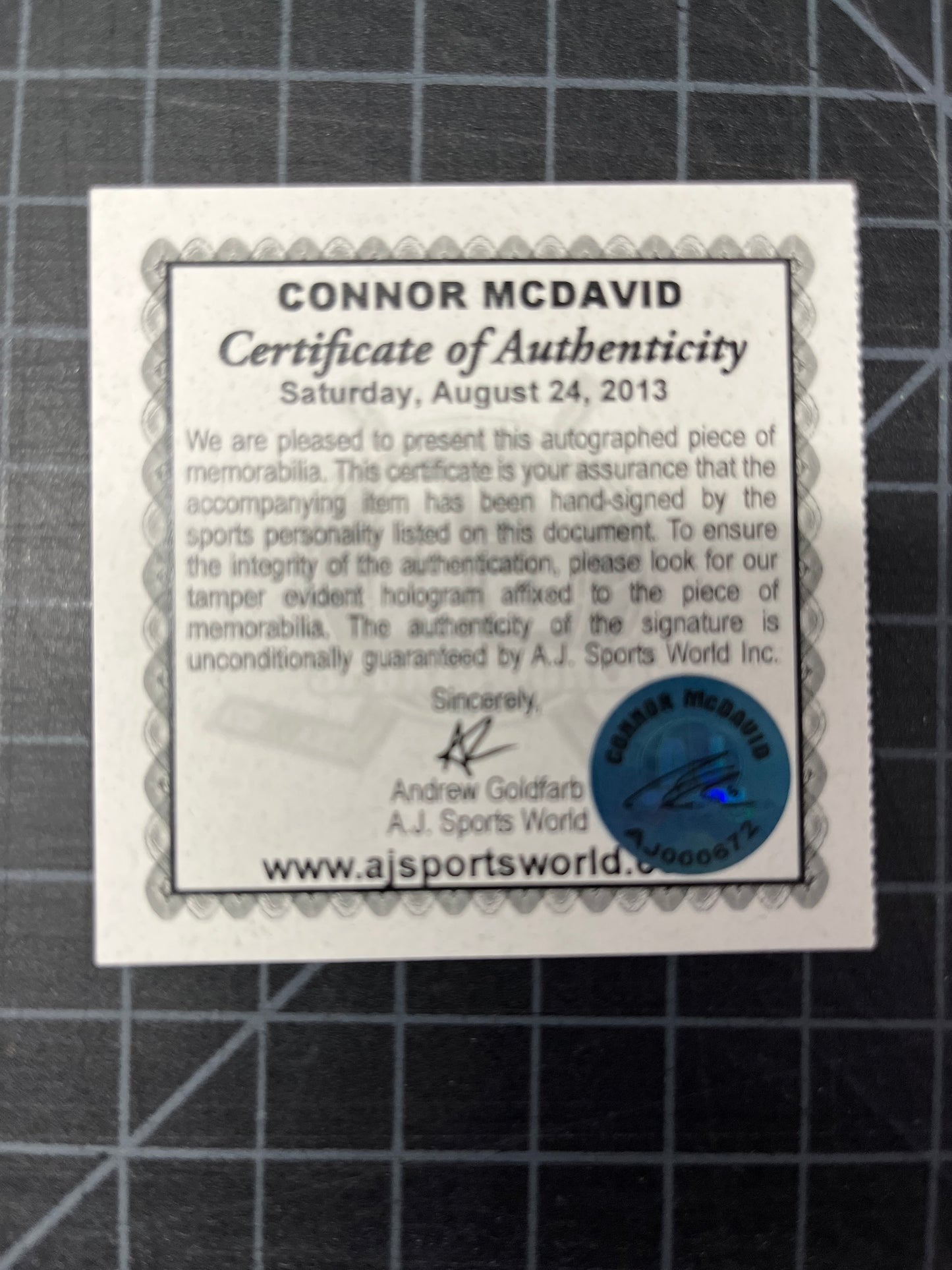 Conor McDavid signed 11x14 (AJ’s)