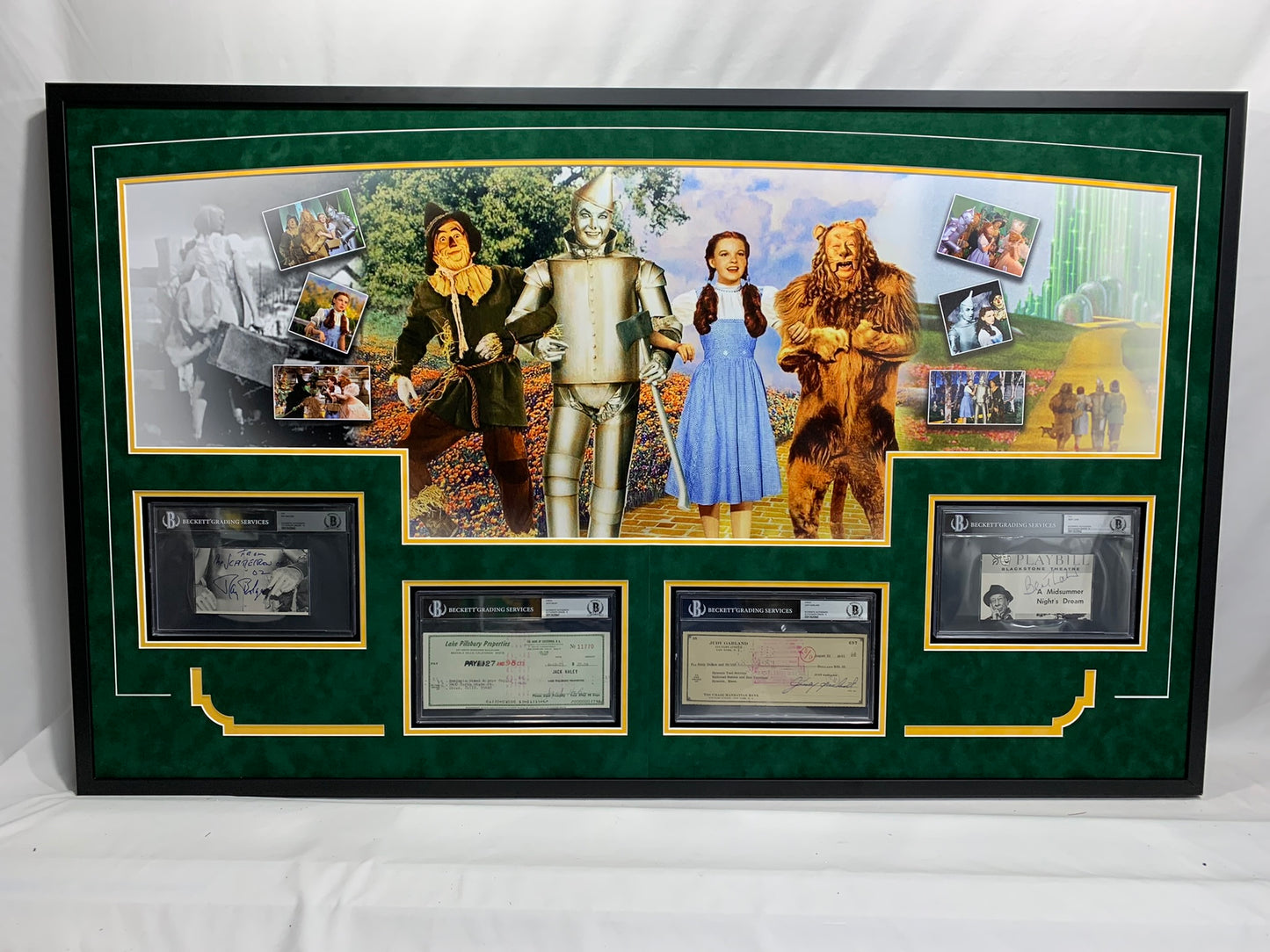 Quad Signed/Graded Wizard of Oz Frame (Garland, Lahr, Bolger, Haley)