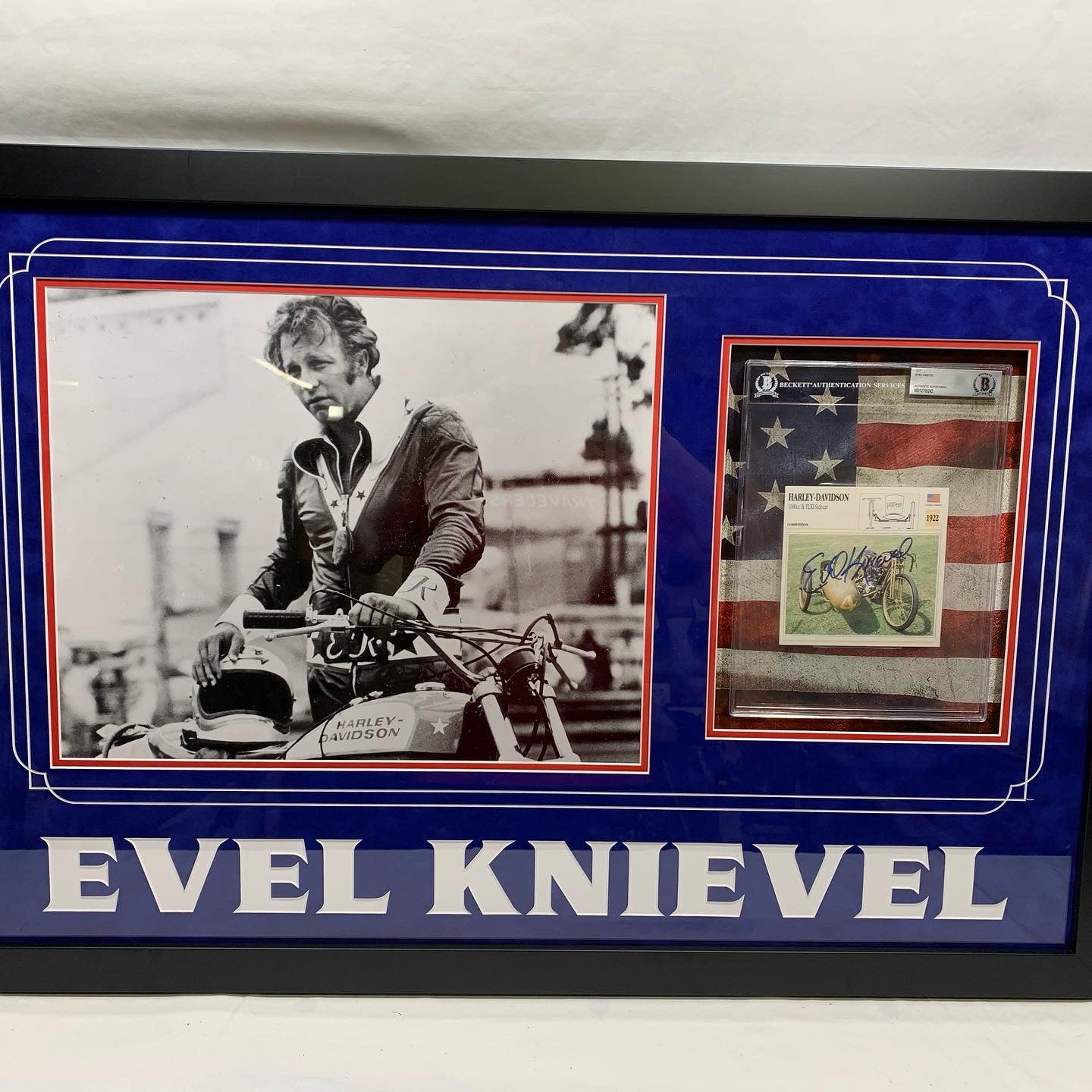 Evel Knievel Custom Framed 16x20 and Slabbed Autograph